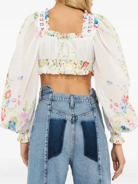 Top Charo Ruiz Ibiza cu model floral alb