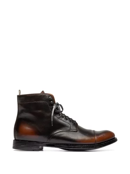 Botine Officine Creative cu șireturi din dantelă maro