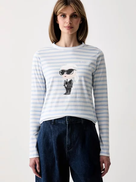 Tricou cu mânecă lungă Karl Lagerfeld albastru