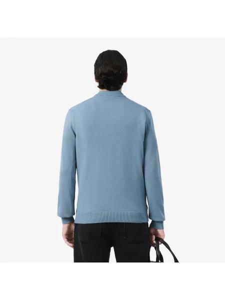 Lacoste Jednokolorowy Sweter Z Okrągłym Dekoltem niebieski