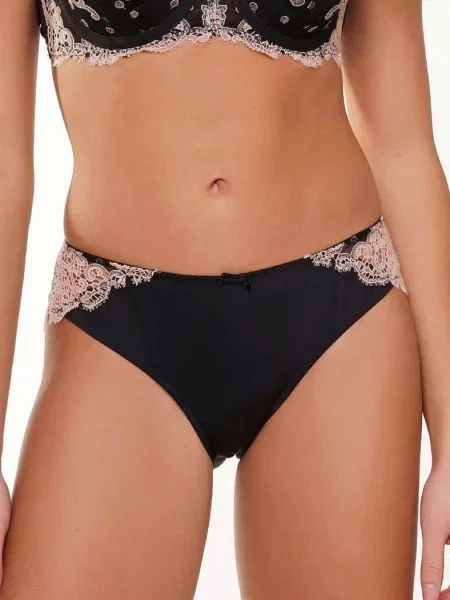 Женские трусики слип с кружевом чорні