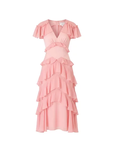 Rochie midi Cinq A Sept cu volane roz
