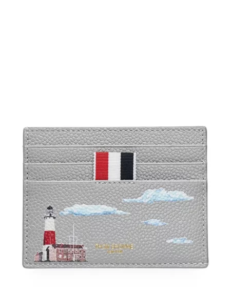 Portofel Thom Browne din piele gri