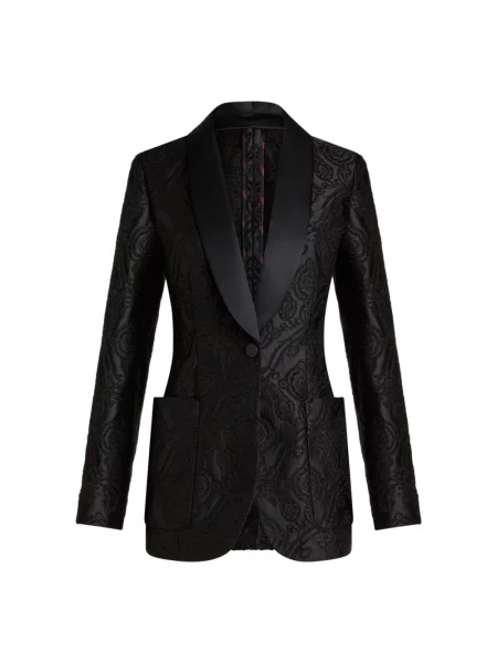 Aksamitna marynarka Etro z wzorem paisley czarna