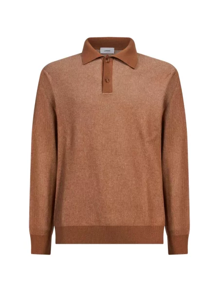 Lung tricou polo Lardini tricotate maro
