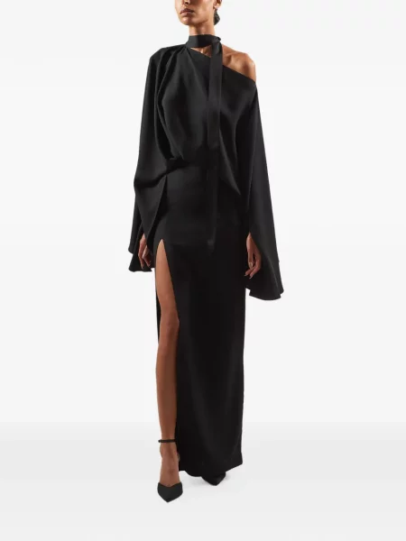 Rochie maxi Taller Marmo asimetrică drapată negru