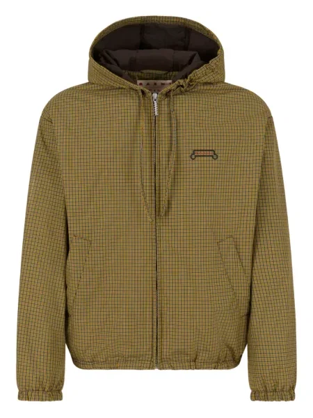 Geacă Marni în carouri cu glugă cu imagine verde