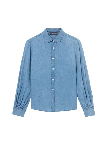 Lniana koszula Brooks Brothers niebieska