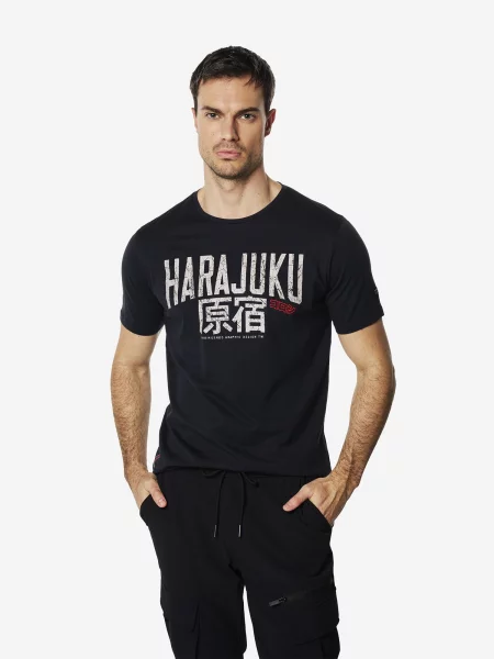 KOROSHI Tricou bleumarin alb
