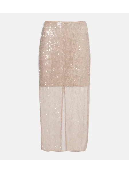 Fustă midi Veronica Beard până la genunchi bej