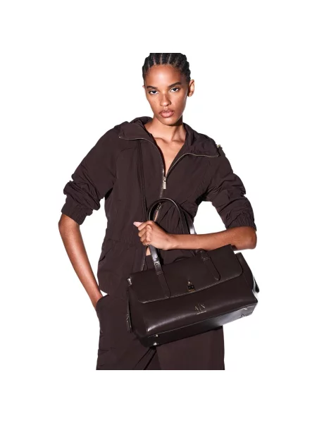 Shopper kabelka Armani Exchange z ekologickej kože hnedá