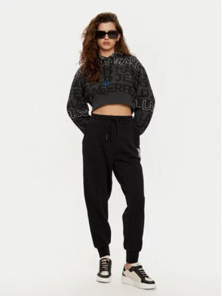 Karl Lagerfeld Jeans Mikina Černá Cropped Fit bílá