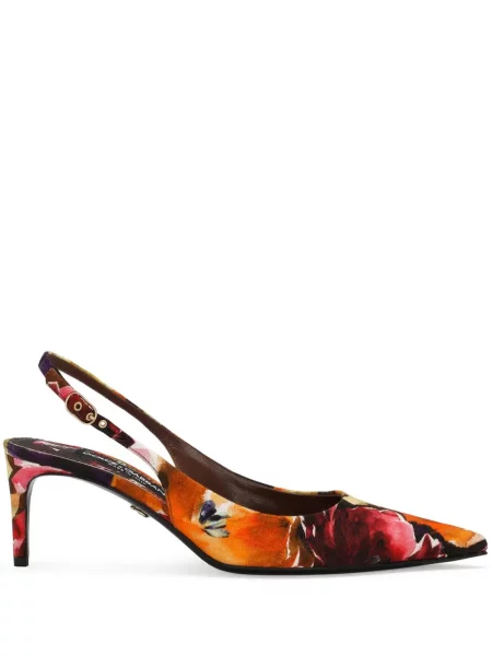 Pantofi cu toc Dolce & Gabbana din piele slingback portocaliu