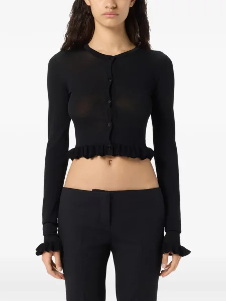 Cardigan Blumarine cu volane lung negru