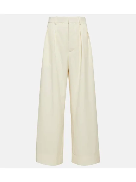 Pantaloni Wardrobe.nyc cu talie joasă de lână alb