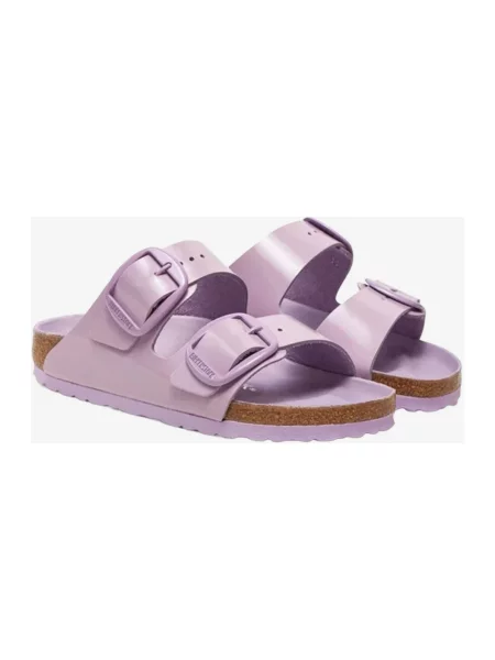 Klapki Birkenstock skórzane na sprzączkę różowe