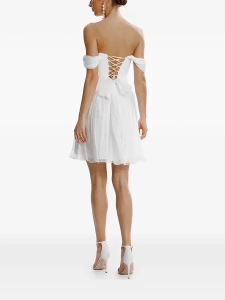 Rochie mini Framboise cu umerii deschiși de costum alb