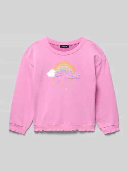 Bluza o kroju regular fit z nadrukiem z motywem na całej powierzchni Blue Seven