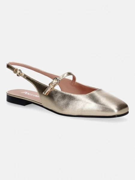 Usnjene balerinke Pollini zlata