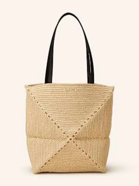Loewe Torba Shopper Puzzle Fold Medium beige beżowa