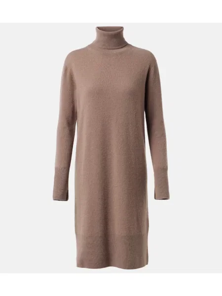 Rochie midi Joseph din cașmir până la genunchi de costum maro