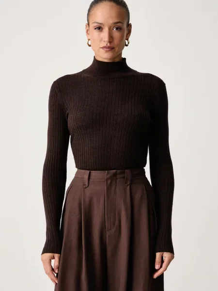 Calvin Klein półgolf wełniany brązowy