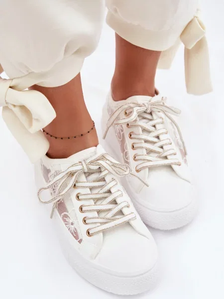 Маратонки Lee Cooper с връзки на платформе бяло