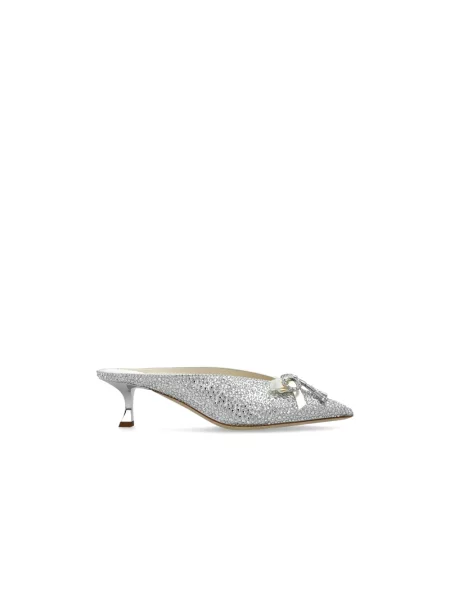 Klapki mules Jimmy Choo skórzane szare