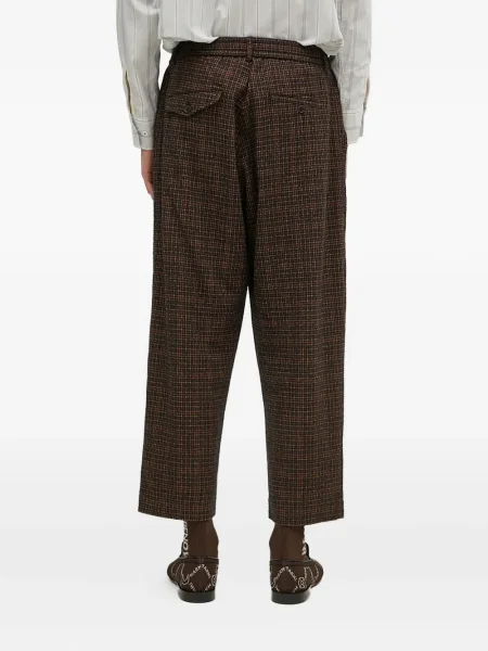 Kostkované plisované kalhoty Universal Works černé