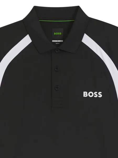 Tricou polo Boss cu autograf negru