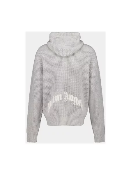 Bluza z kapturem Palm Angels wełniana z logo szara