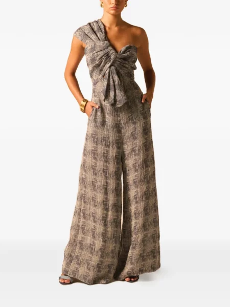 Salopetă Jbq de in cu un umăr gol albastru