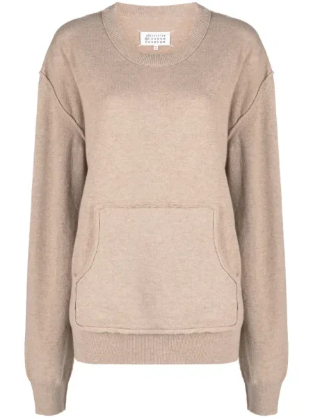 Pulover Maison Margiela de lână cu decolteu rotund maro