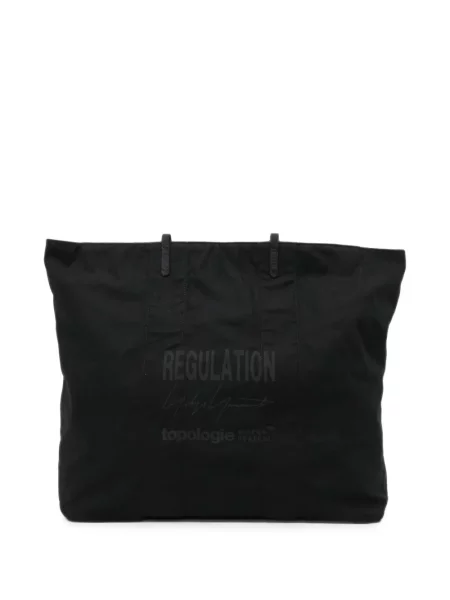 Geantă shopper Yohji Yamamoto din satin negru