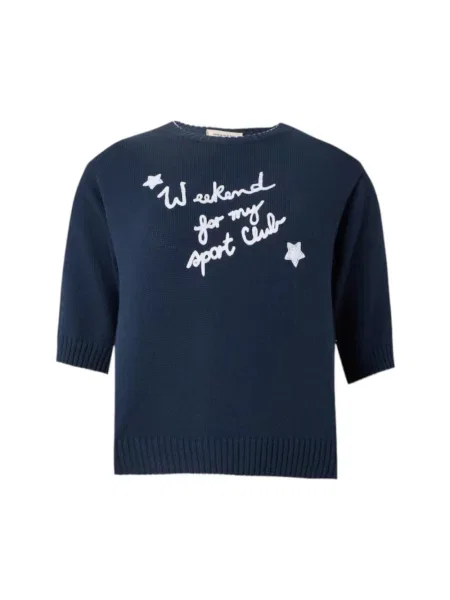 Dzianinowy sweter Weekend Max Mara niebieski