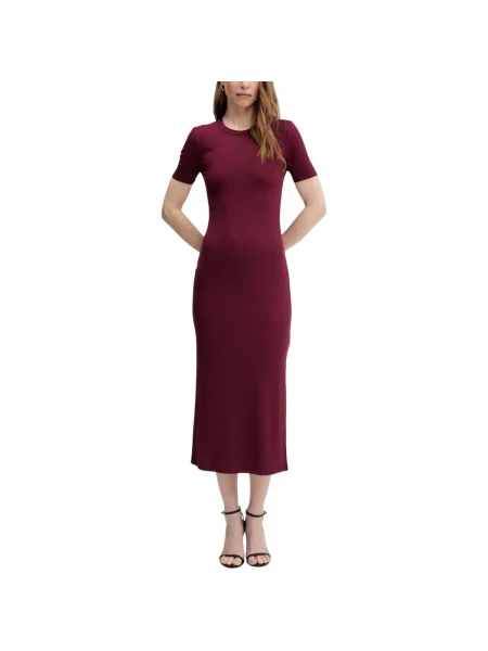 Rochie din denim Calvin Klein Jeans din modal roșu