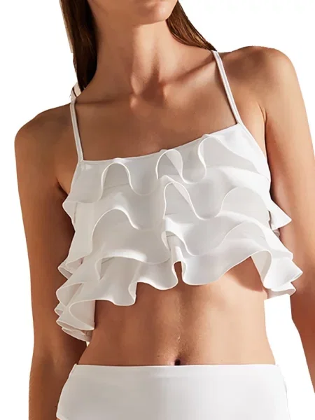 Купальный лиф однотонный білий