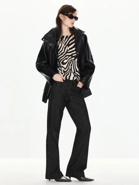 Sweter z cienkiej dzianiny w zeberkę Kobieta XL MANGO czarny