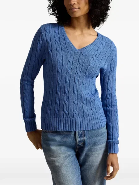 Svetr Polo Ralph Lauren s výstřihem do v modrý