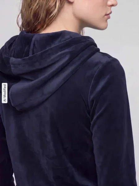 Bluza rozpinana o aksamitnym wyglądzie Juicy Couture granatowa