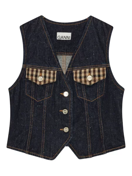 Kamizelka jeansowa Ganni niebieska