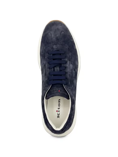 Sneakerși Kiton din piele de căprioară albastru