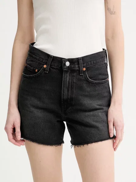 Levi's szorty jeansowe RIBCAGE A-LINE czarne