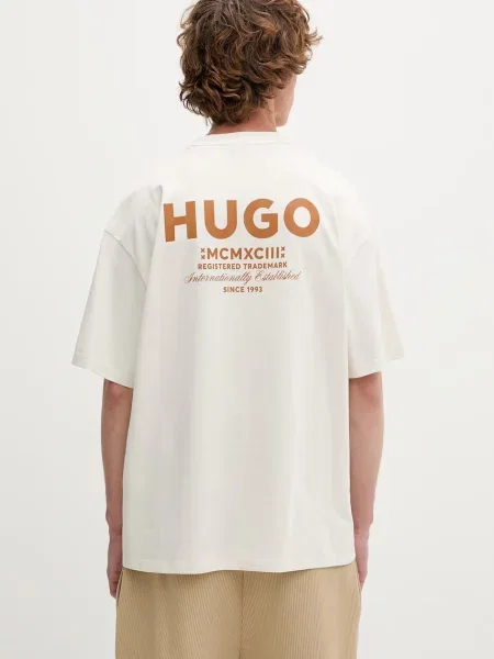 HUGO Blue T-shirt Nalono biała