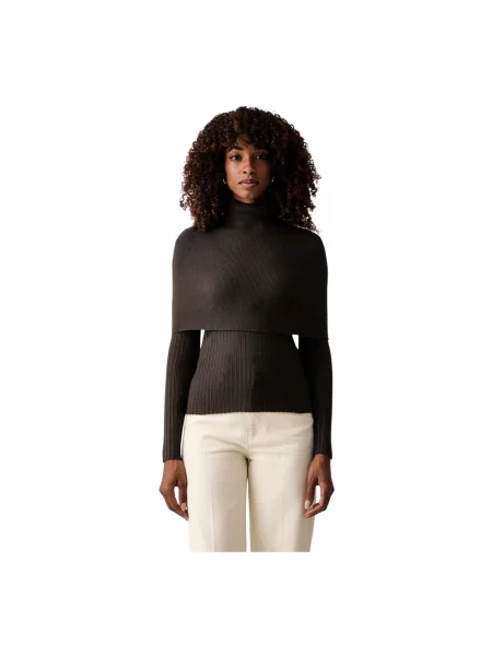 Dzianinowy sweter Twinset brązowy