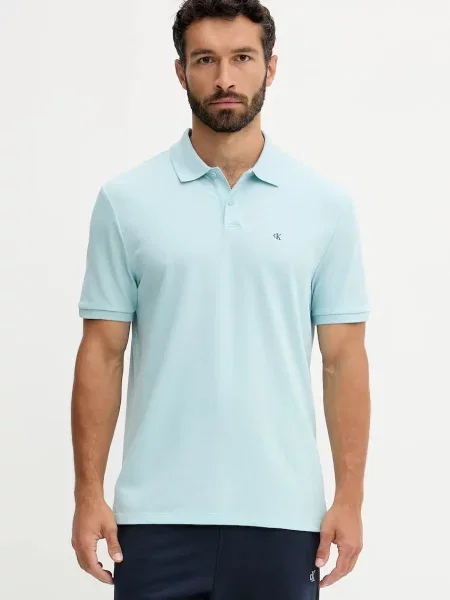 Calvin Klein Jeans polo gładki niebieski