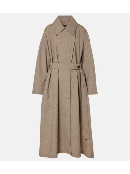 Volnena trenčkot Co s karirastim vzorcem modra