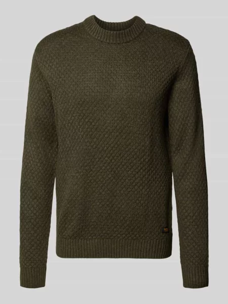 Sweter z dzianiny o kroju regular fit z mieszanka bawełny model BLAKE' Jack & Jones oliwkowy