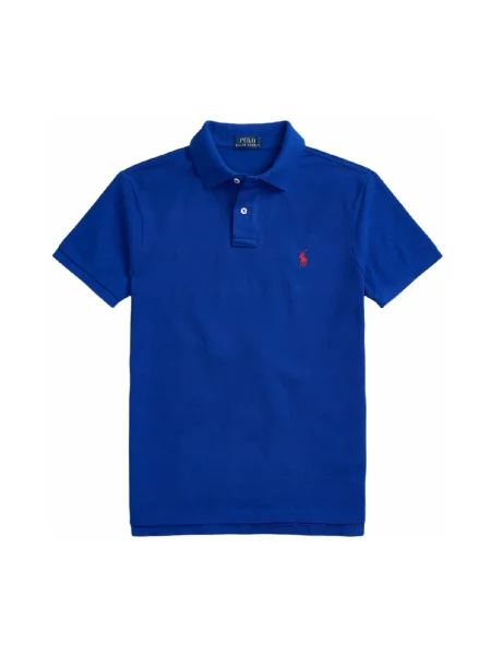 Koszulka polo o kroju slim fit z czystej bawełny Ralph Lauren niebieska