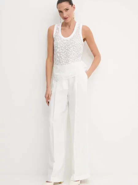 Jedwabny top Pinko casual biały